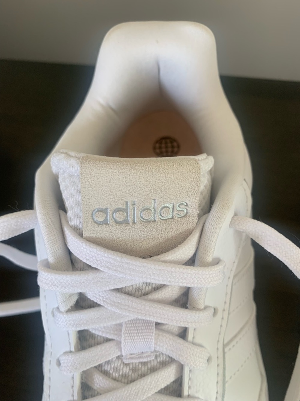 adidas Women's Postmove SE White Sneakers with blue and Iridescent Heel Accents - Picture 7 of 14